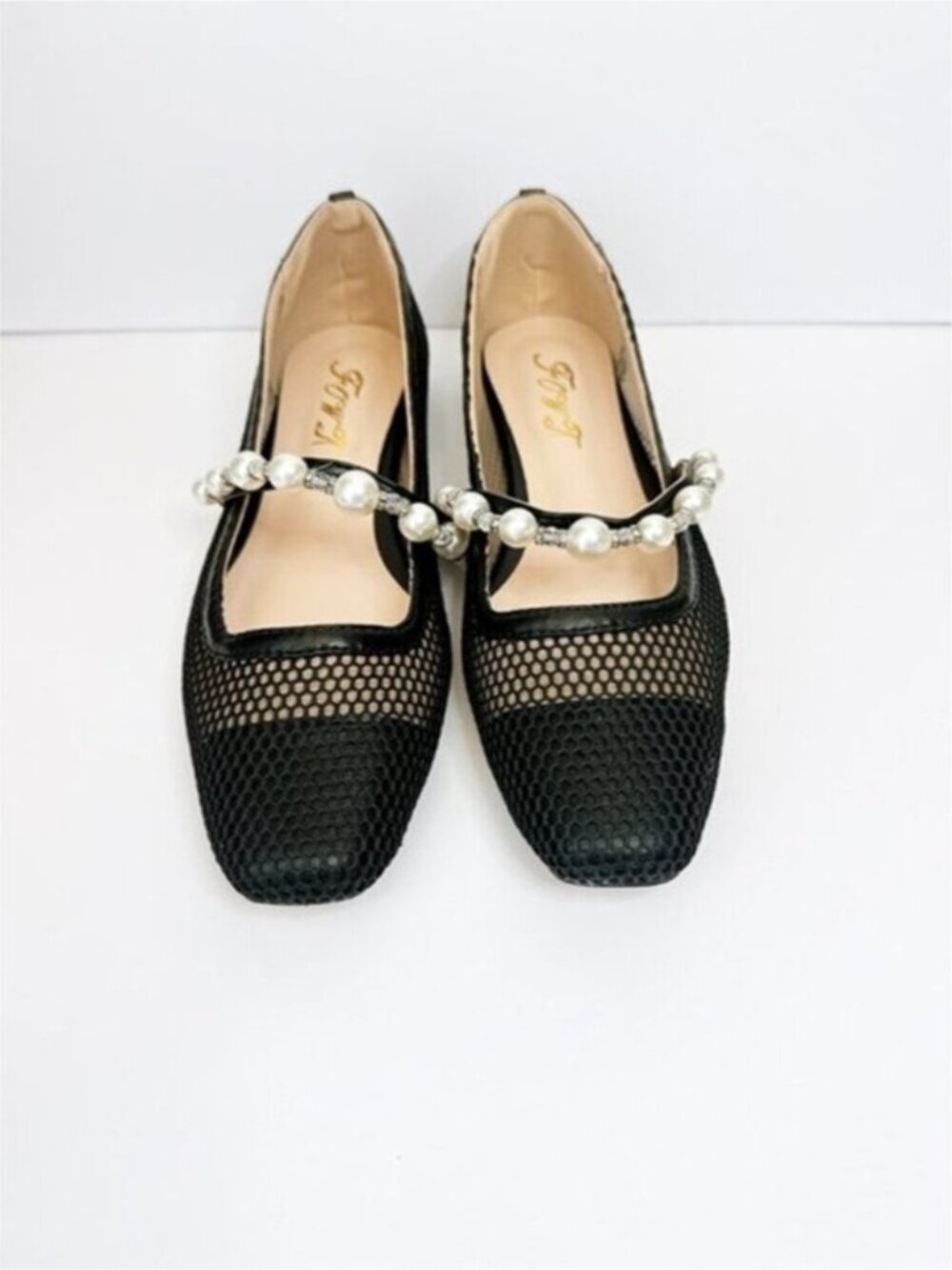 Size 9 Black Flats Women Square Toe Slip on